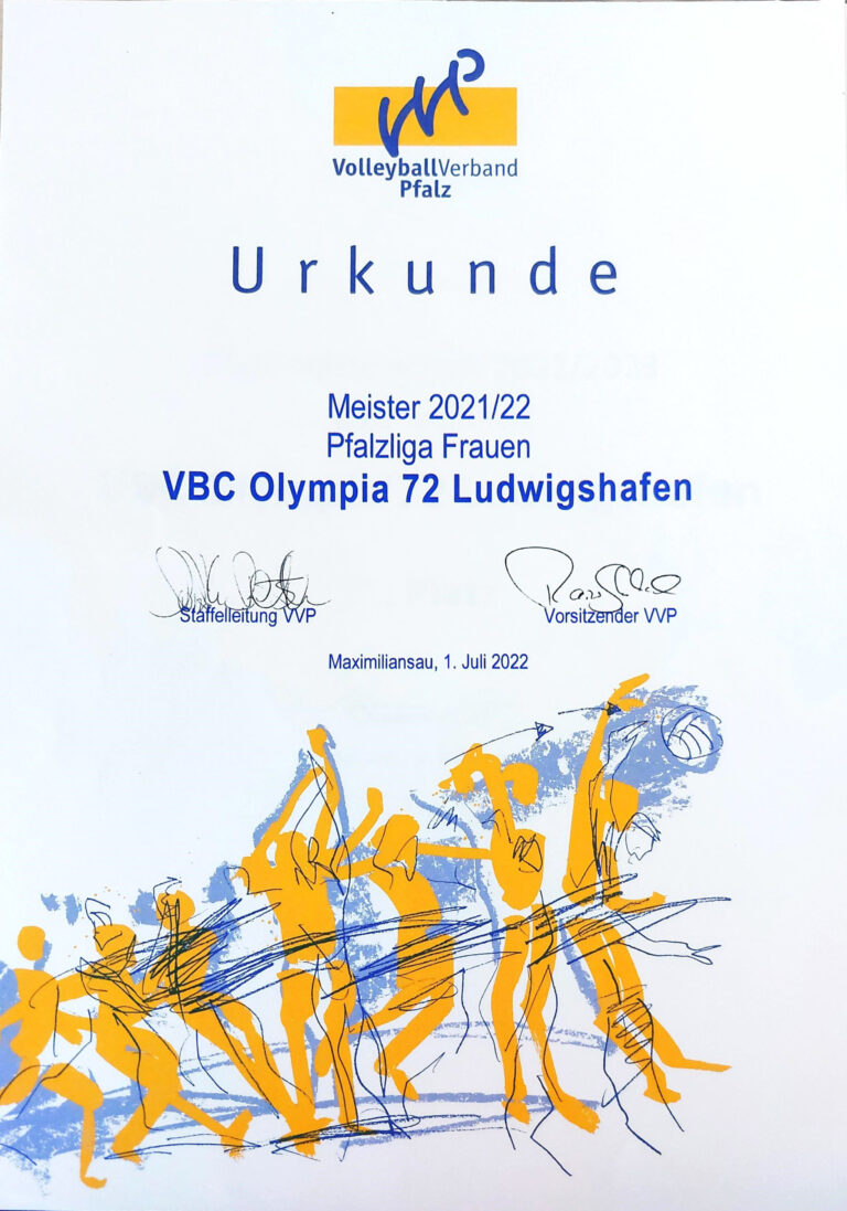 Urkunde: Meister der Pfalzliga, Frauen