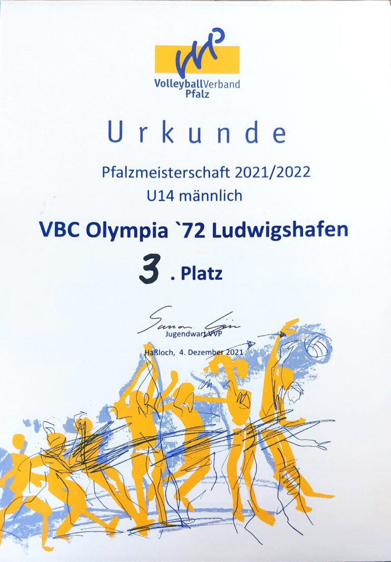 Urkunde: Pfalzmeisterschaft U14 männlich