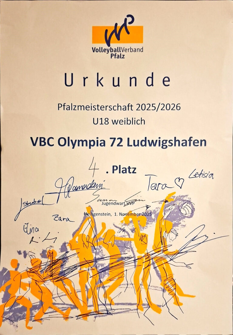 Urkunde: Pfalzmeisterschaft U18 weiblich