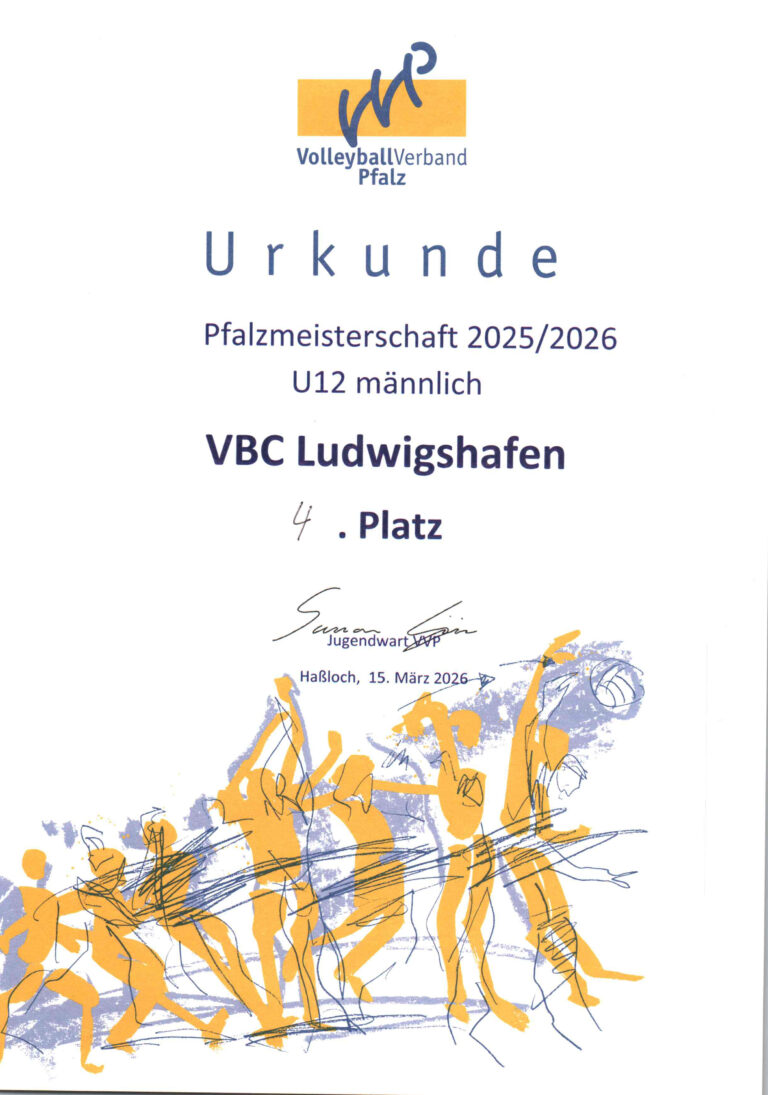 Urkunde: Pfalzmeisterschaft U12 männlich