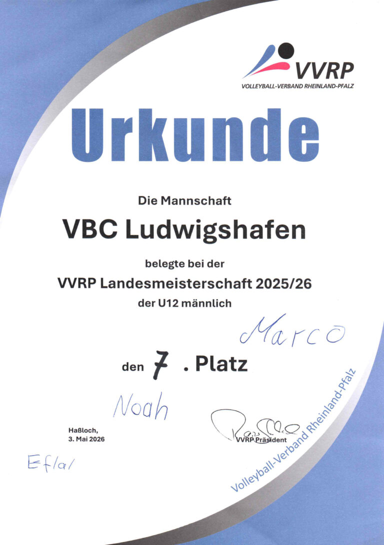 Urkunde: Landesmeisterschaft U12 männlich