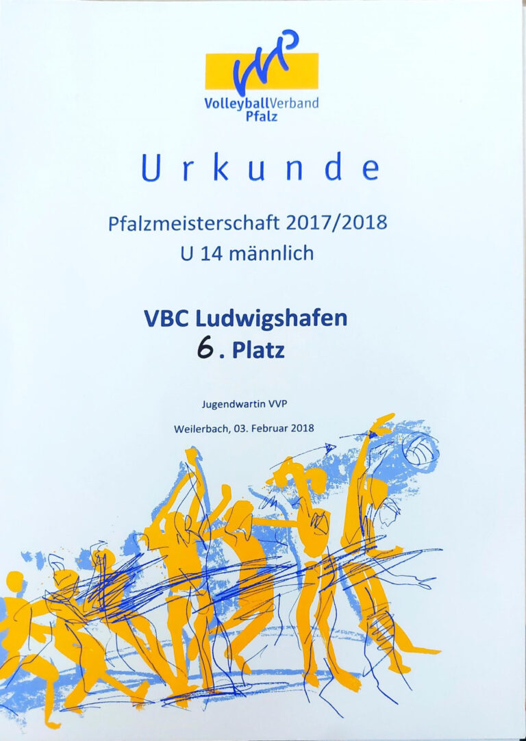 Urkunde: Pfalzmeisterschaft U14 männlich